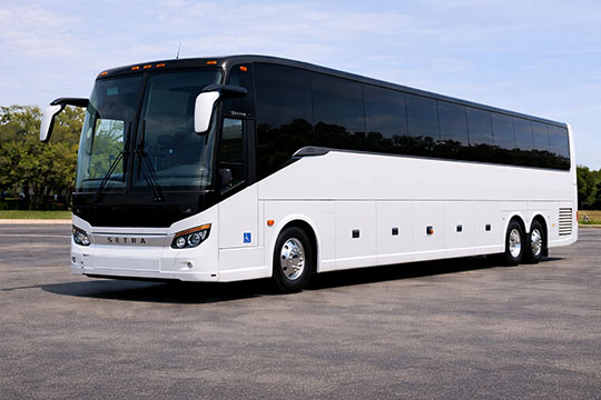 56-passenger charter bus available for charter in Carrollton, TX